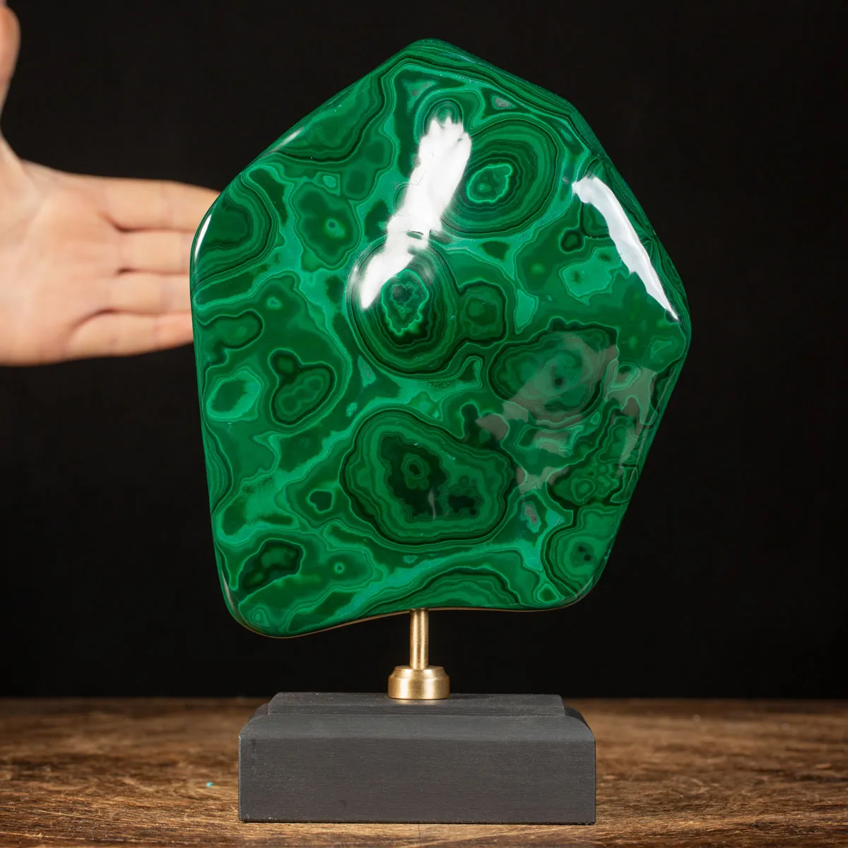 Malachite Prima Scelta Montata su Base