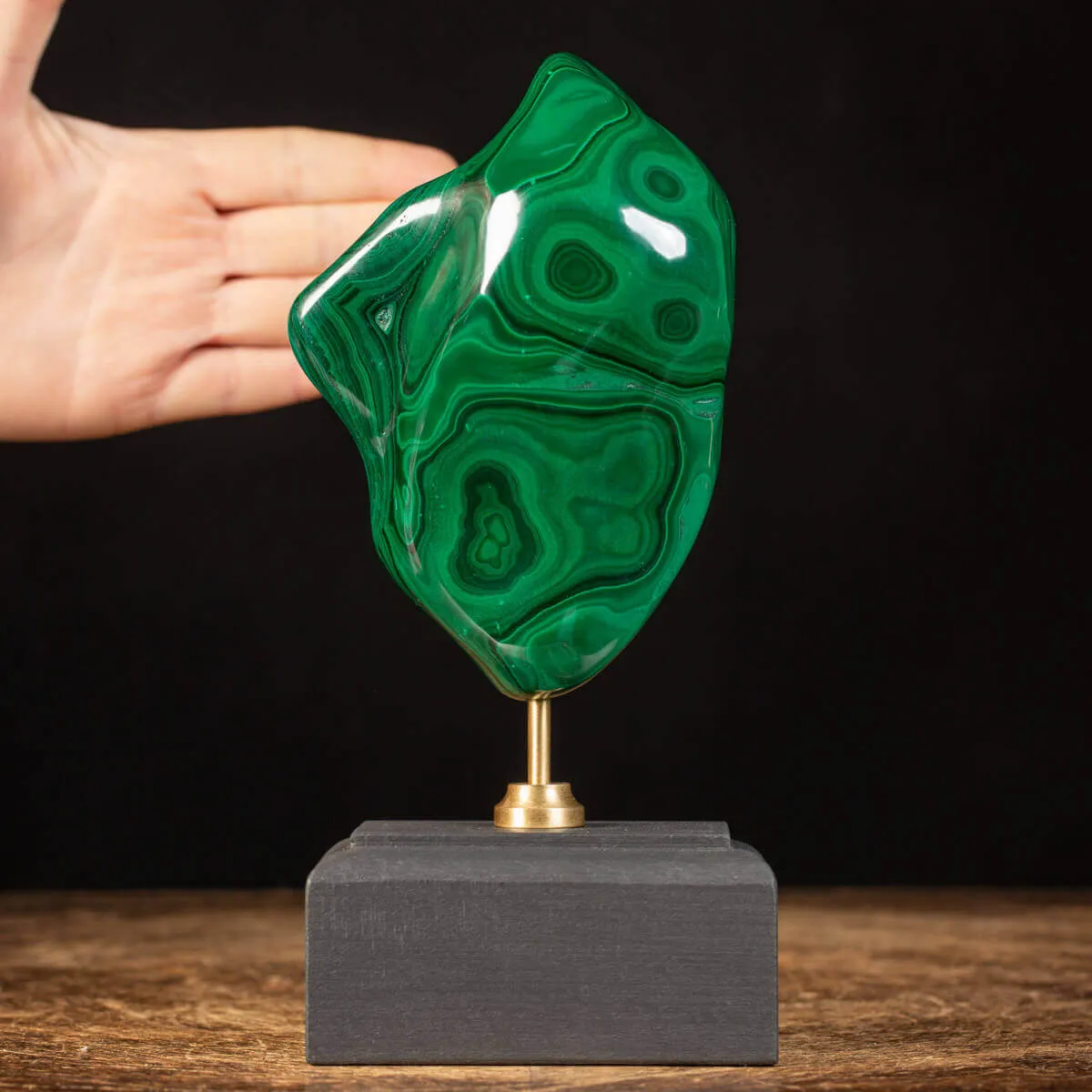 Malachite Prima Scelta Montata su Base