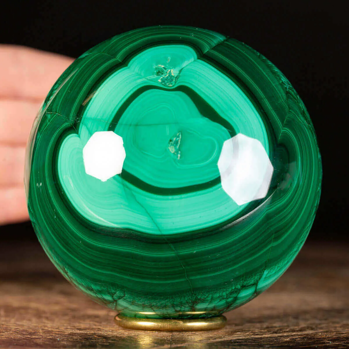 Sfera in Malachite disegni concentrici
