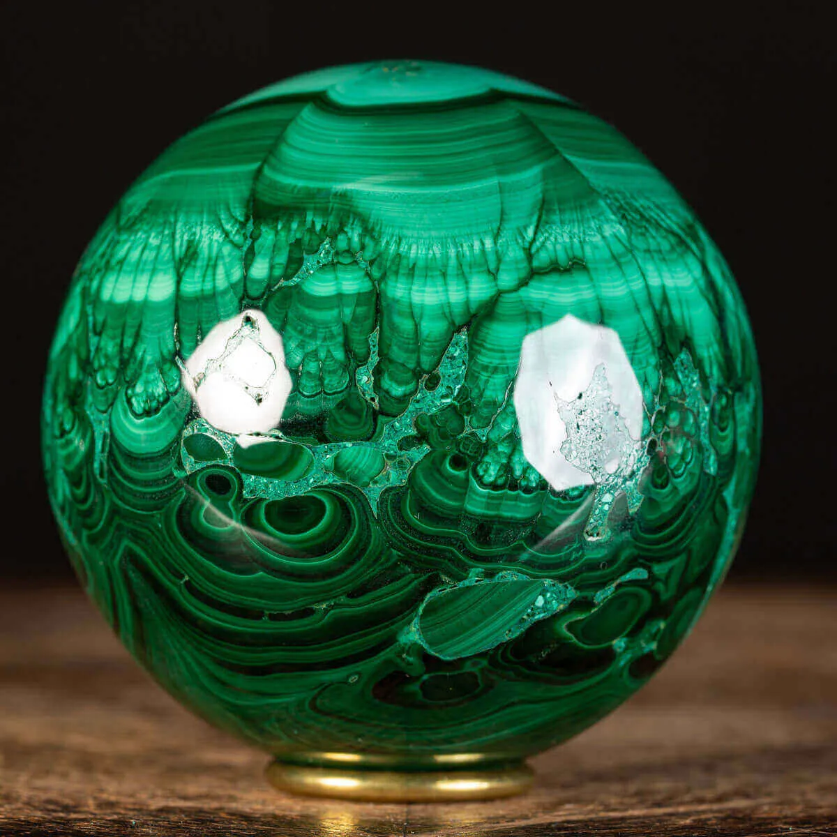 Sfera in Malachite disegni concentrici