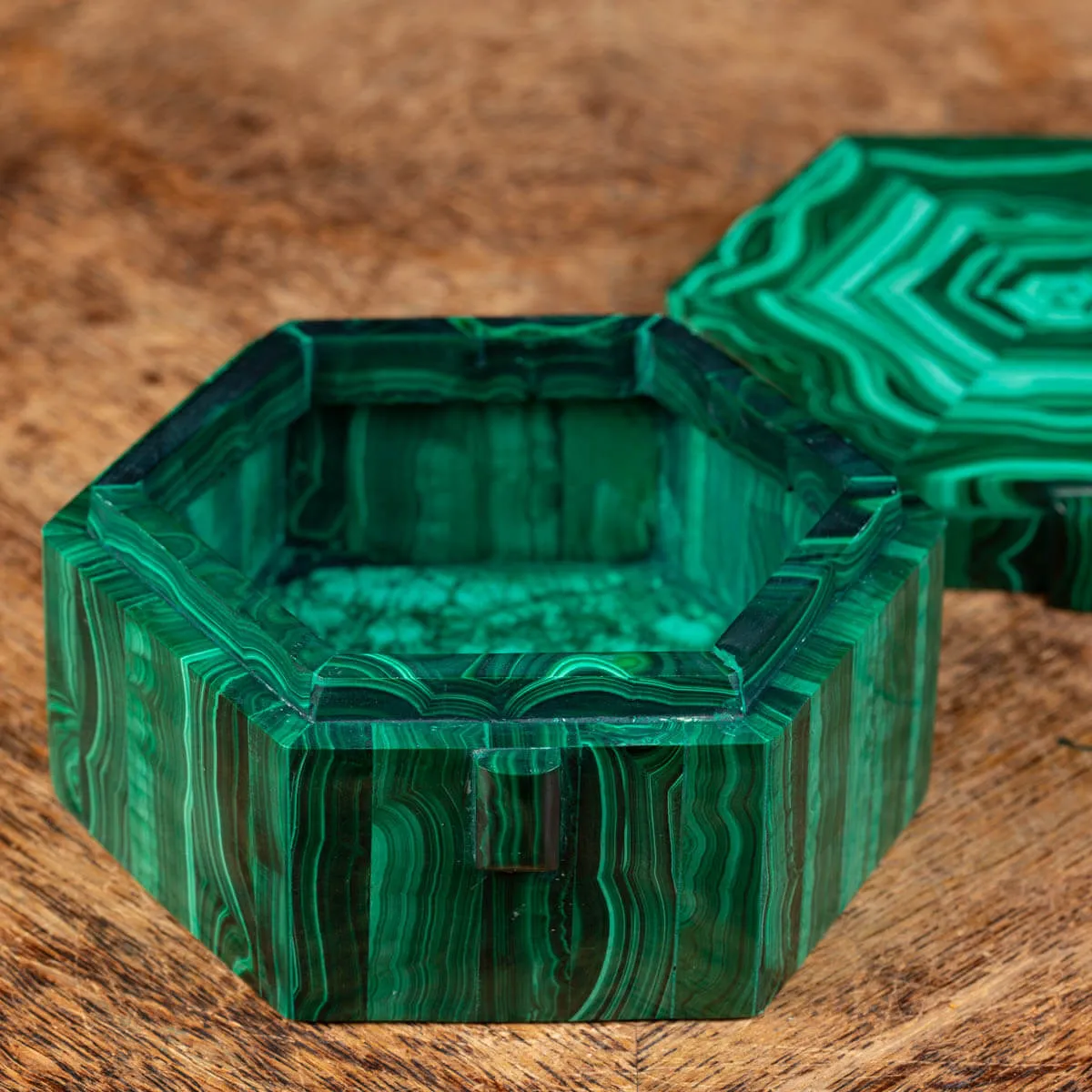 Scatola portagioielli in Malachite - esagonale