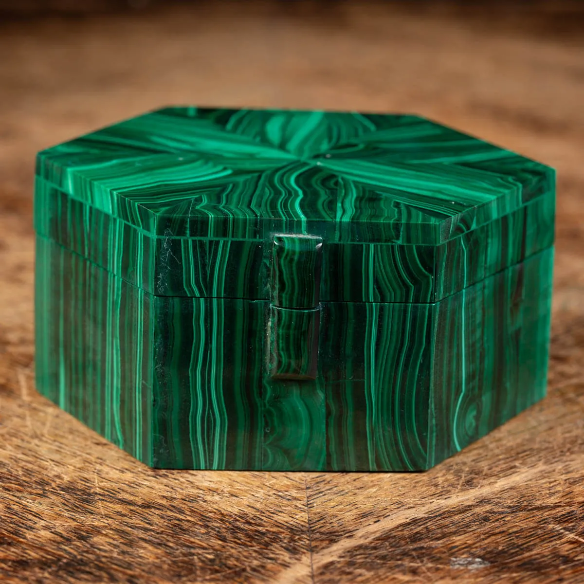 Scatola portagioielli in Malachite - esagonale