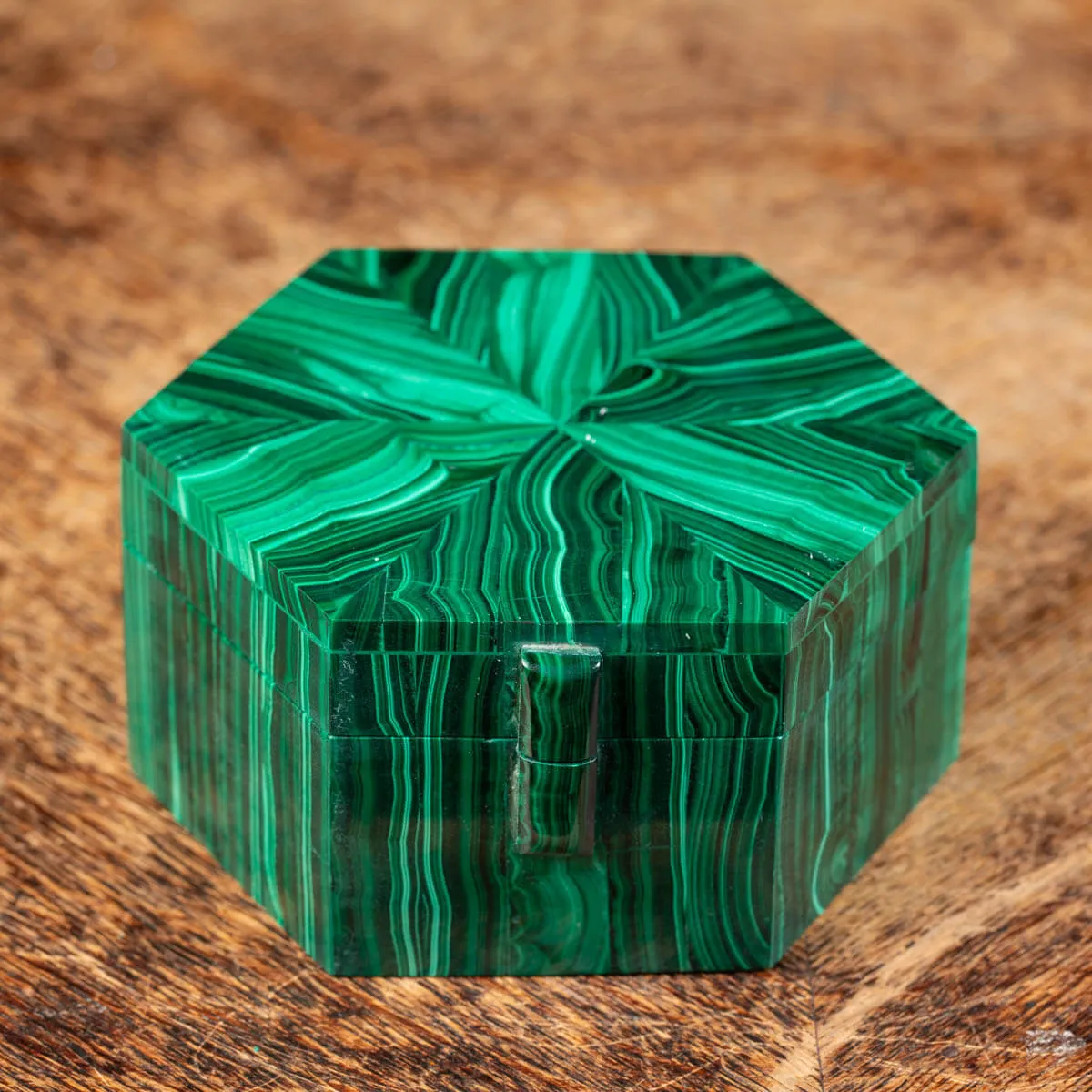 Scatola portagioielli in Malachite - esagonale