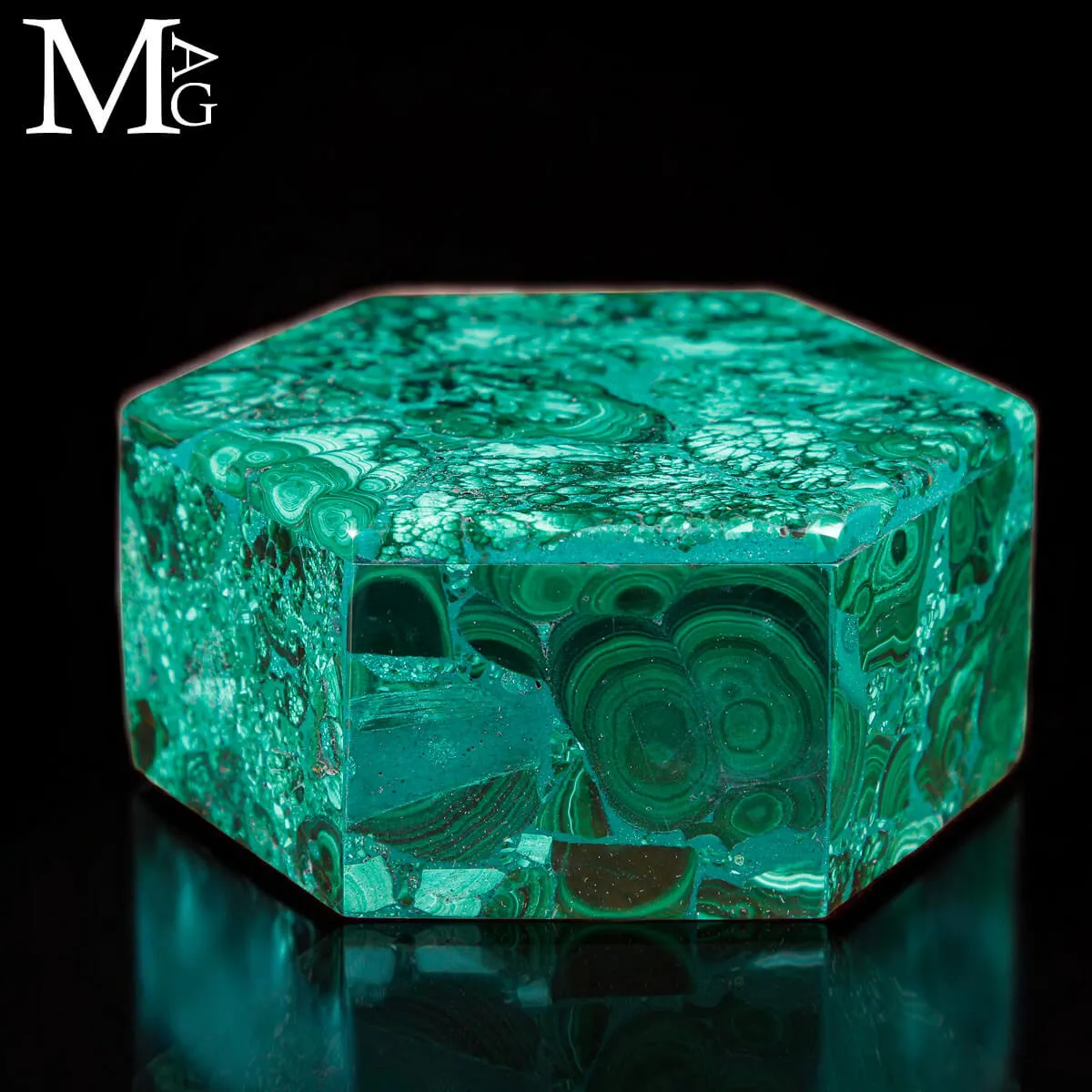 Porta Gioielli Esagonale in Malachite Naturale