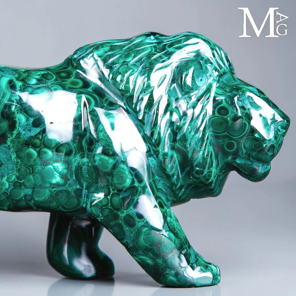 Leone in Malachite Naturale del Congo