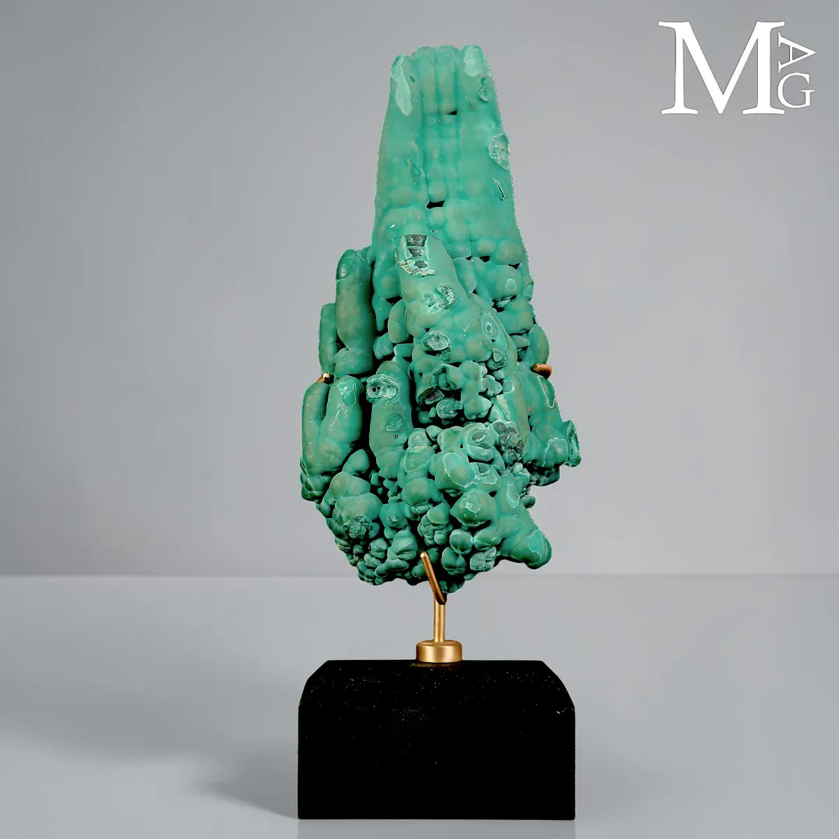 Malachite Stalattitica e Botrioidale del Congo su Base