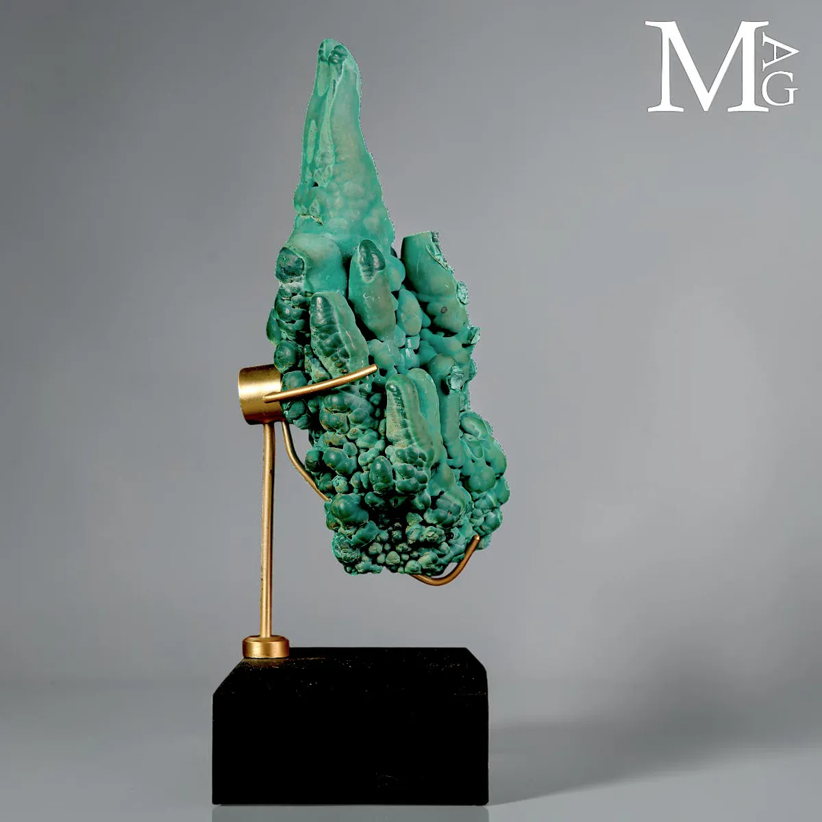 Malachite Stalattitica e Botrioidale del Congo su Base