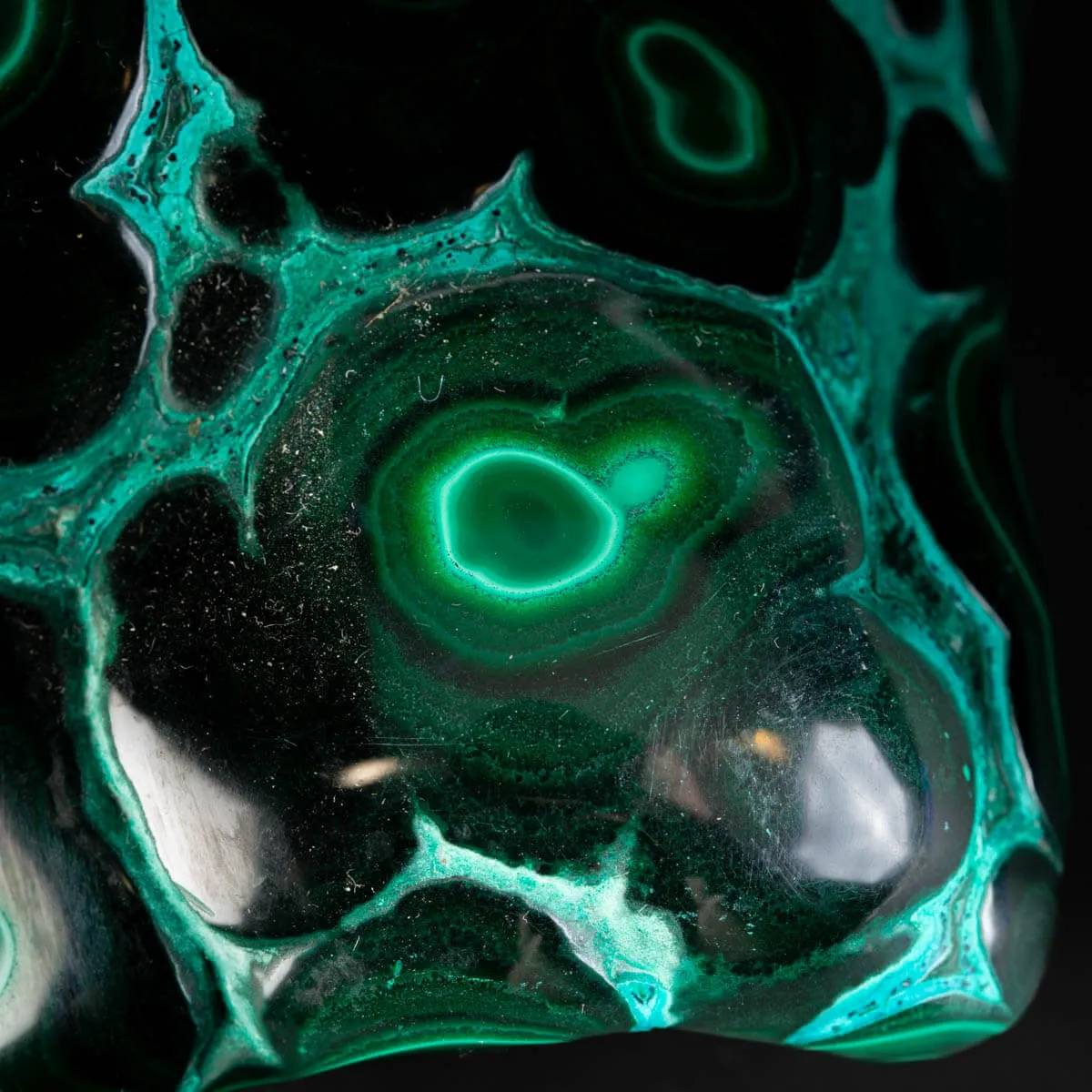 Malachite botroidale verde scuro con crisocolla.