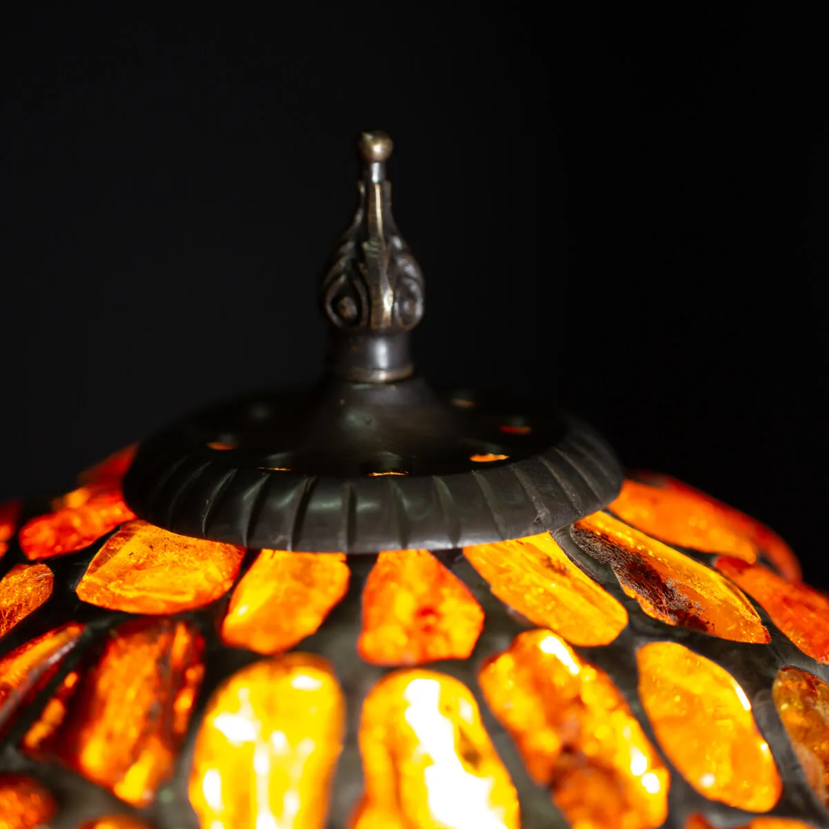 Lampada da tavolo Tiffany in Ambra