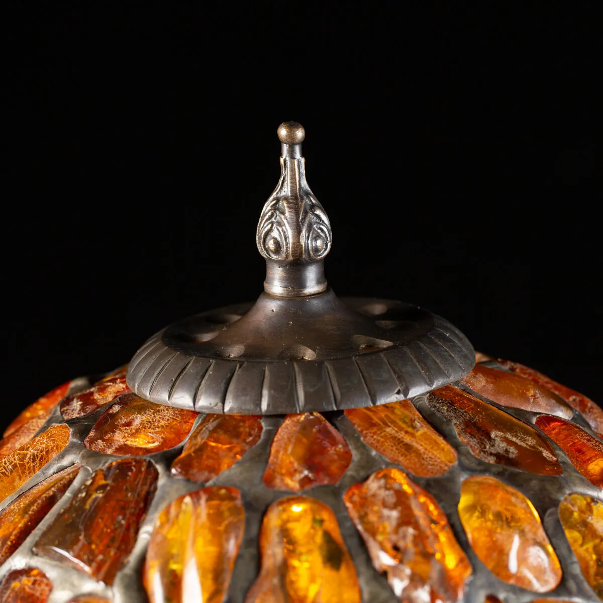 Lampada da tavolo Tiffany in Ambra