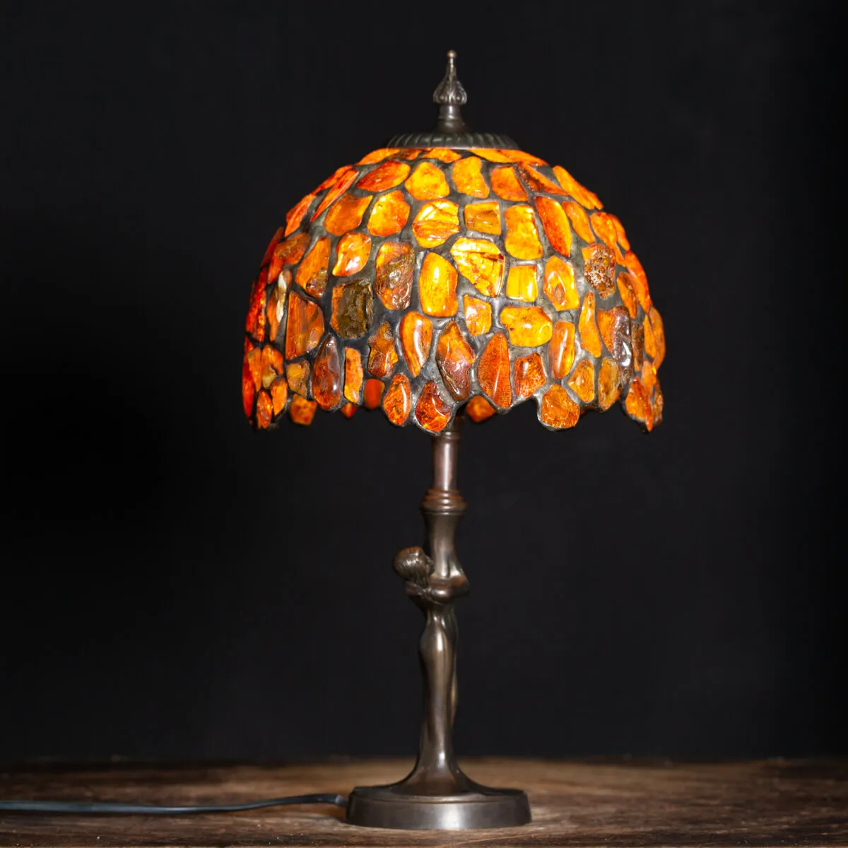 Lampada da tavolo Tiffany in Ambra