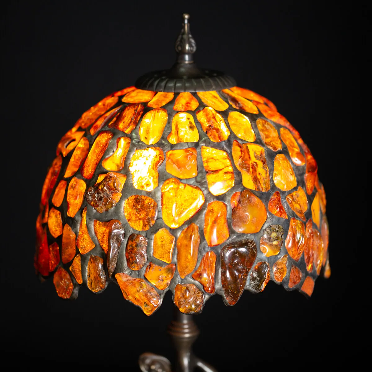 Lampada da tavolo Tiffany in Ambra