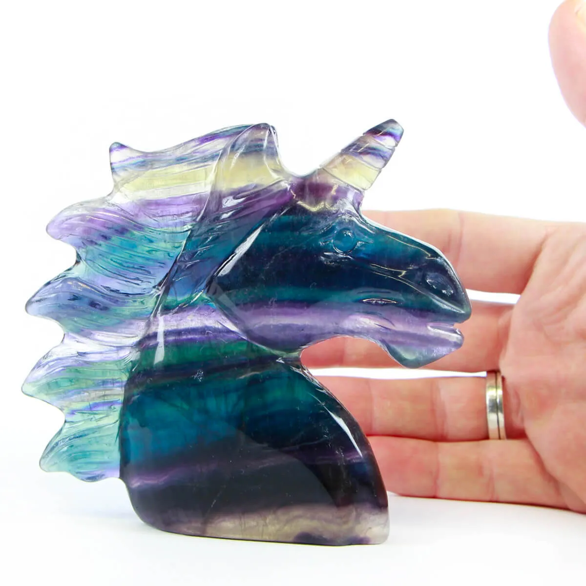 Statua Unicorno Fluorite (365g)