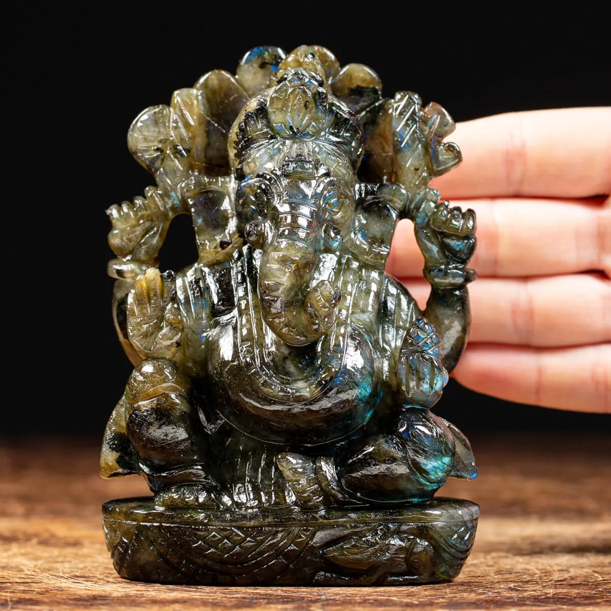 Statua Ganesh Labradorite (660g)