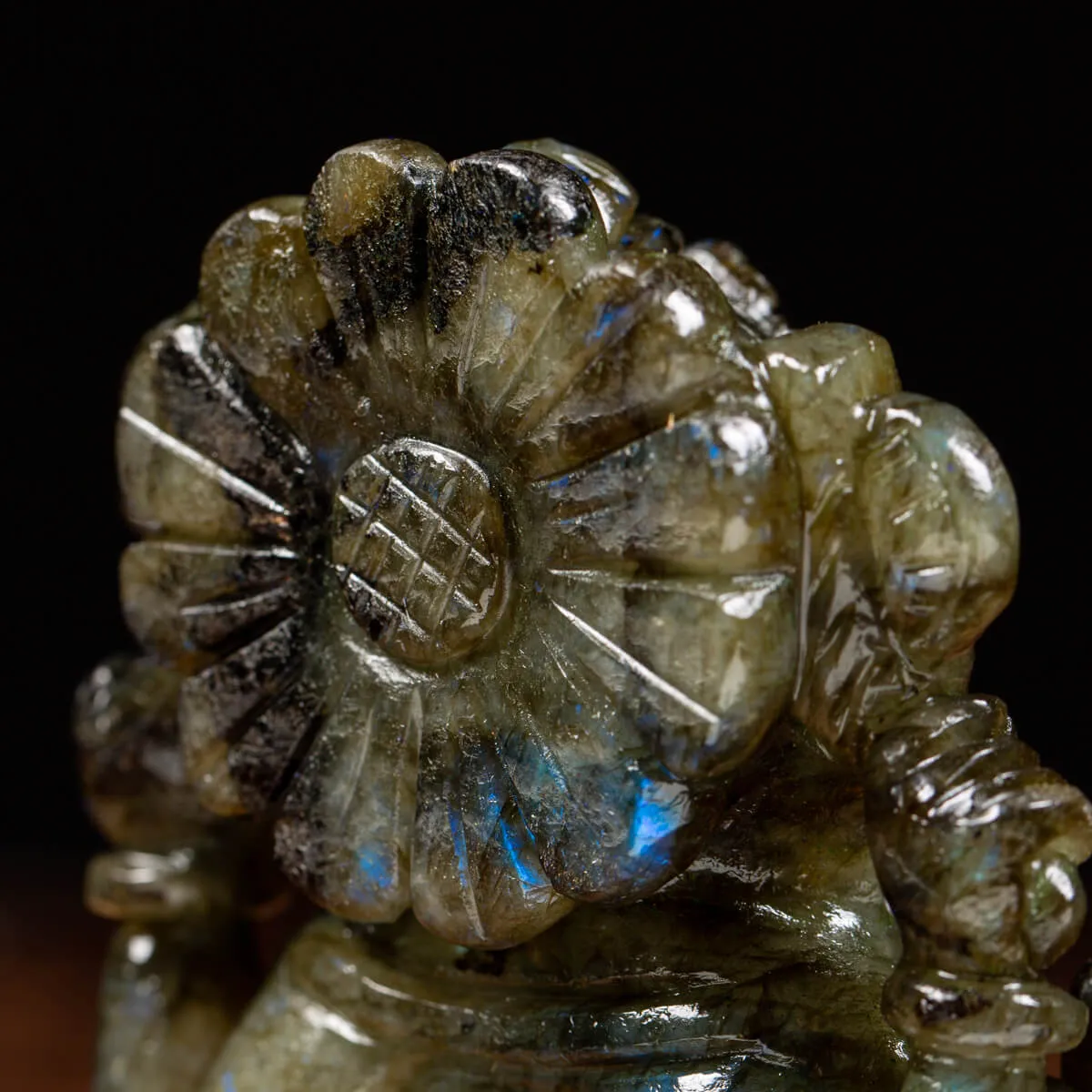 Statua Ganesh Labradorite (660g)