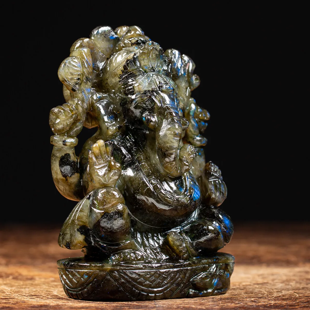 Statua Ganesh Labradorite (660g)