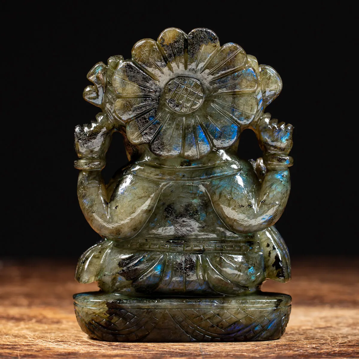 Statua Ganesh Labradorite (660g)