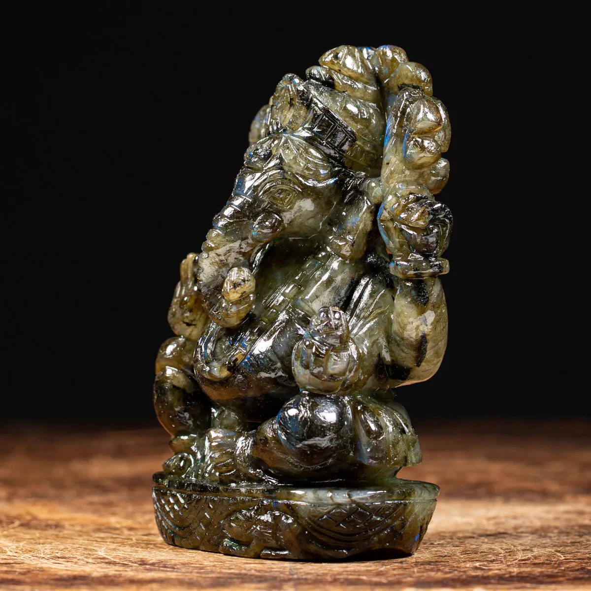 Statua Ganesh Labradorite (660g)