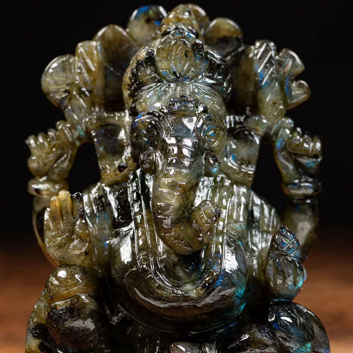 Statua Ganesh Labradorite (660g)