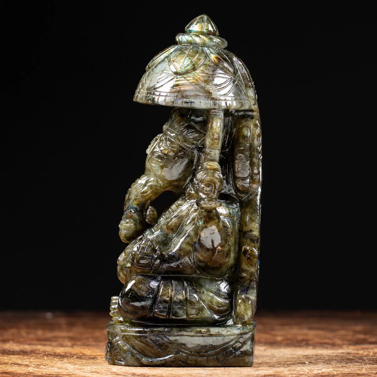 Statua Ganesh Labradorite (1240g)