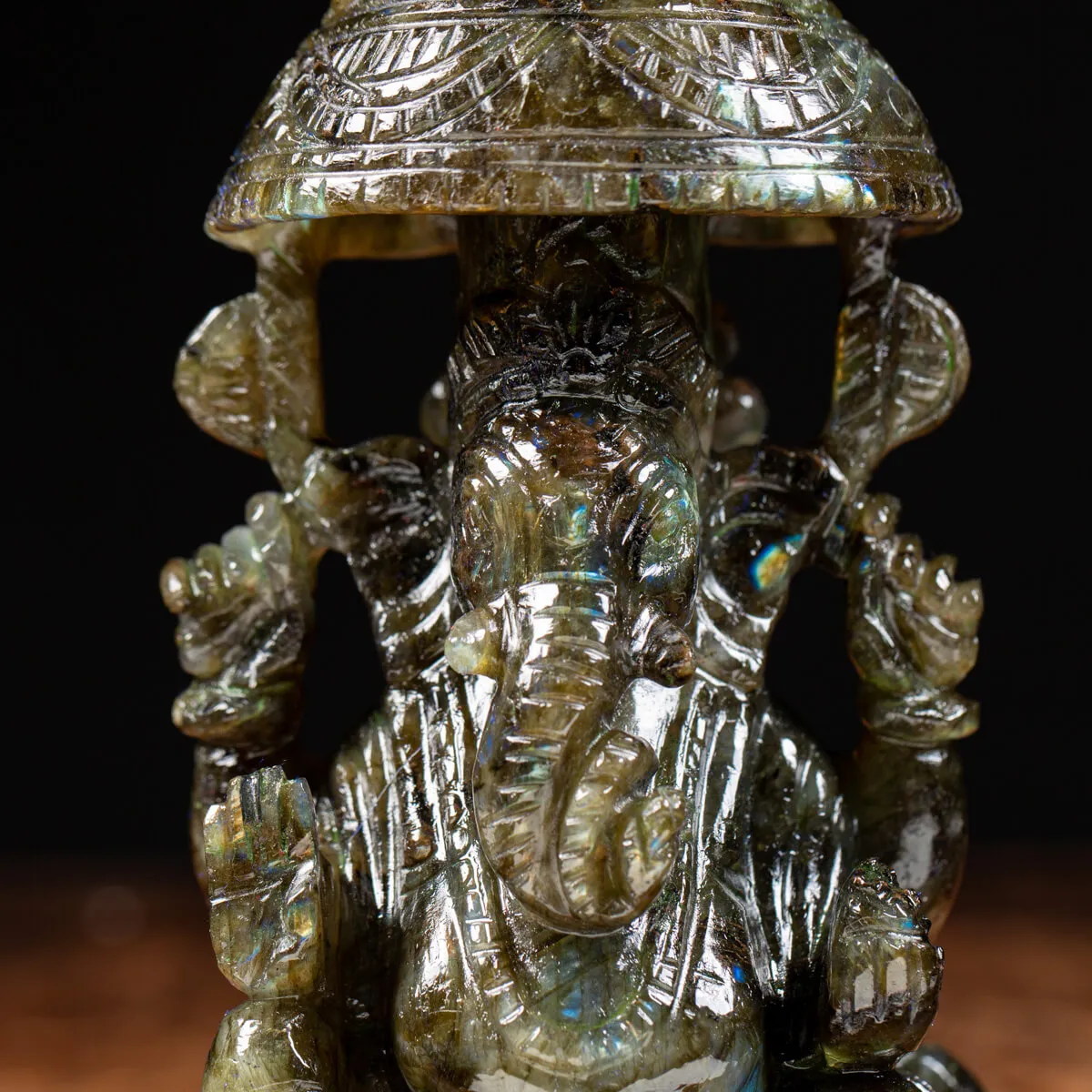 Statua Ganesh Labradorite (1100g)