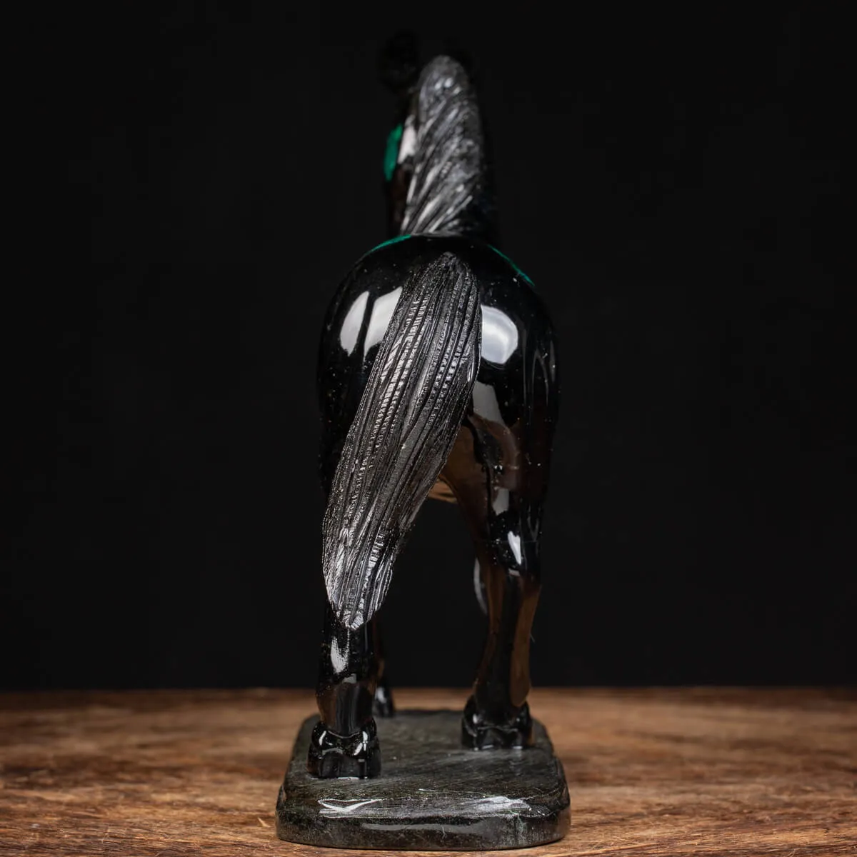 Scultura busto cavallo Smeraldo e Scisto nero