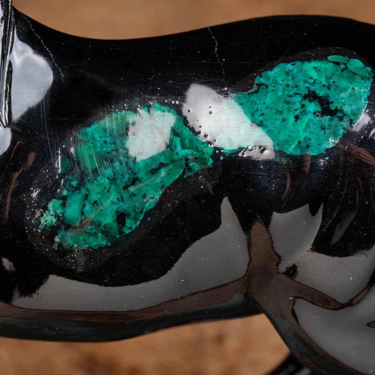 Scultura busto cavallo Smeraldo e Scisto nero