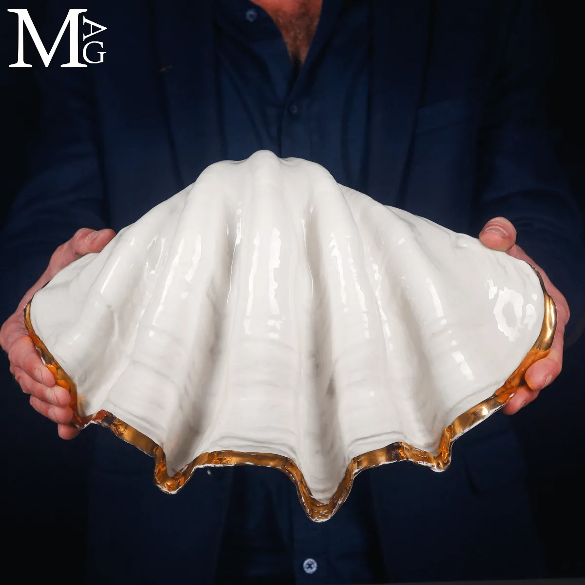 Tridacna in Ceramica – Oggetto Decorativo vintage, anni ’80
