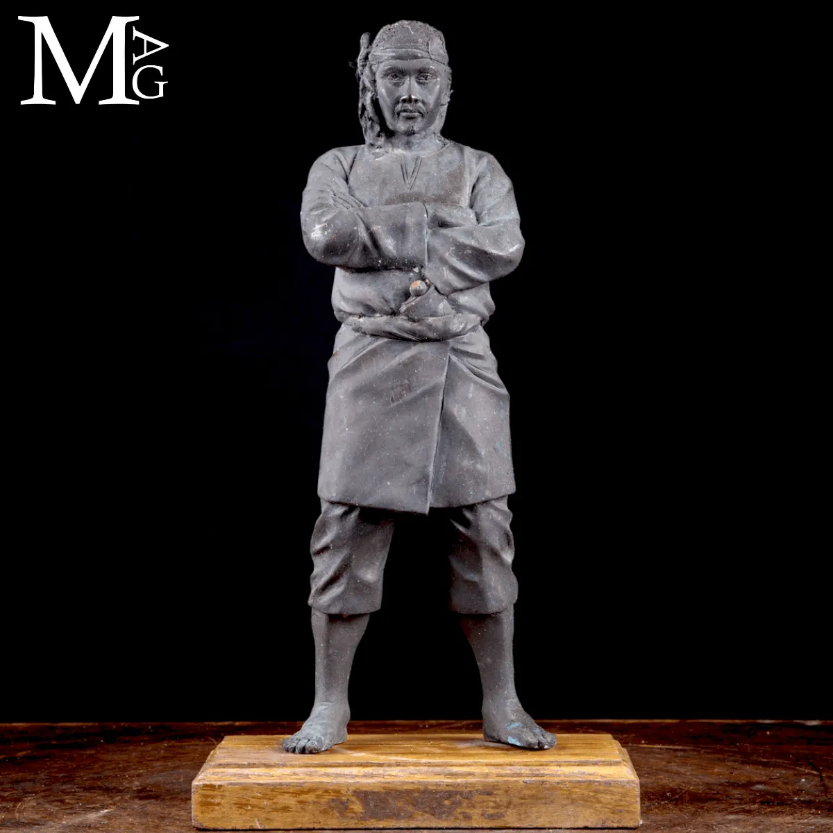 Statua in Bronzo Samurai – Okimono Giapponese.