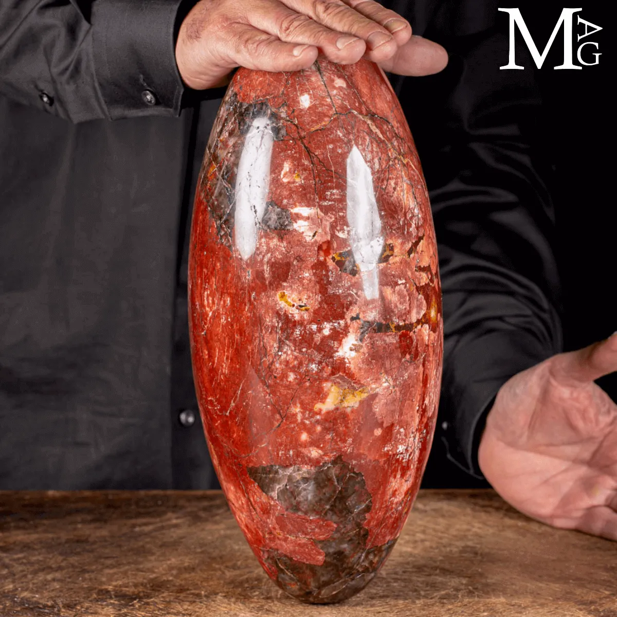 Shiva Lingam in Legno Fossile Agatizzato.