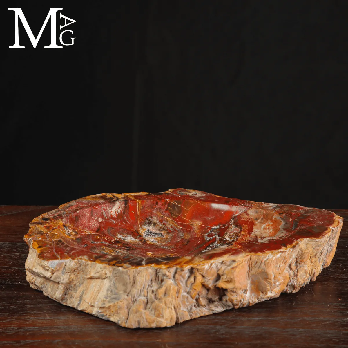 Svuotatasche in legno fossile Agatizzato – Madagascar