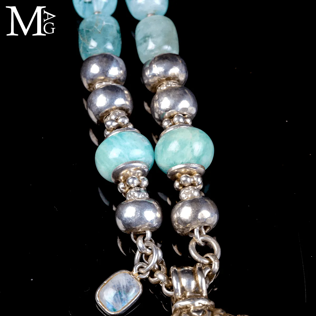 Collana in Acquamarina e Larimar in Labradorite cabochon