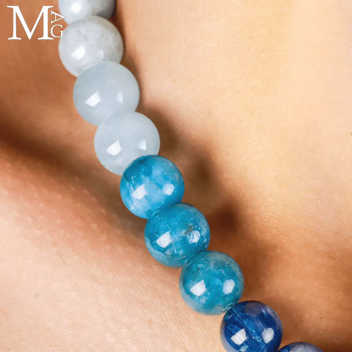 Collana in Kyanite, Neon Apatite e Acquamarina.