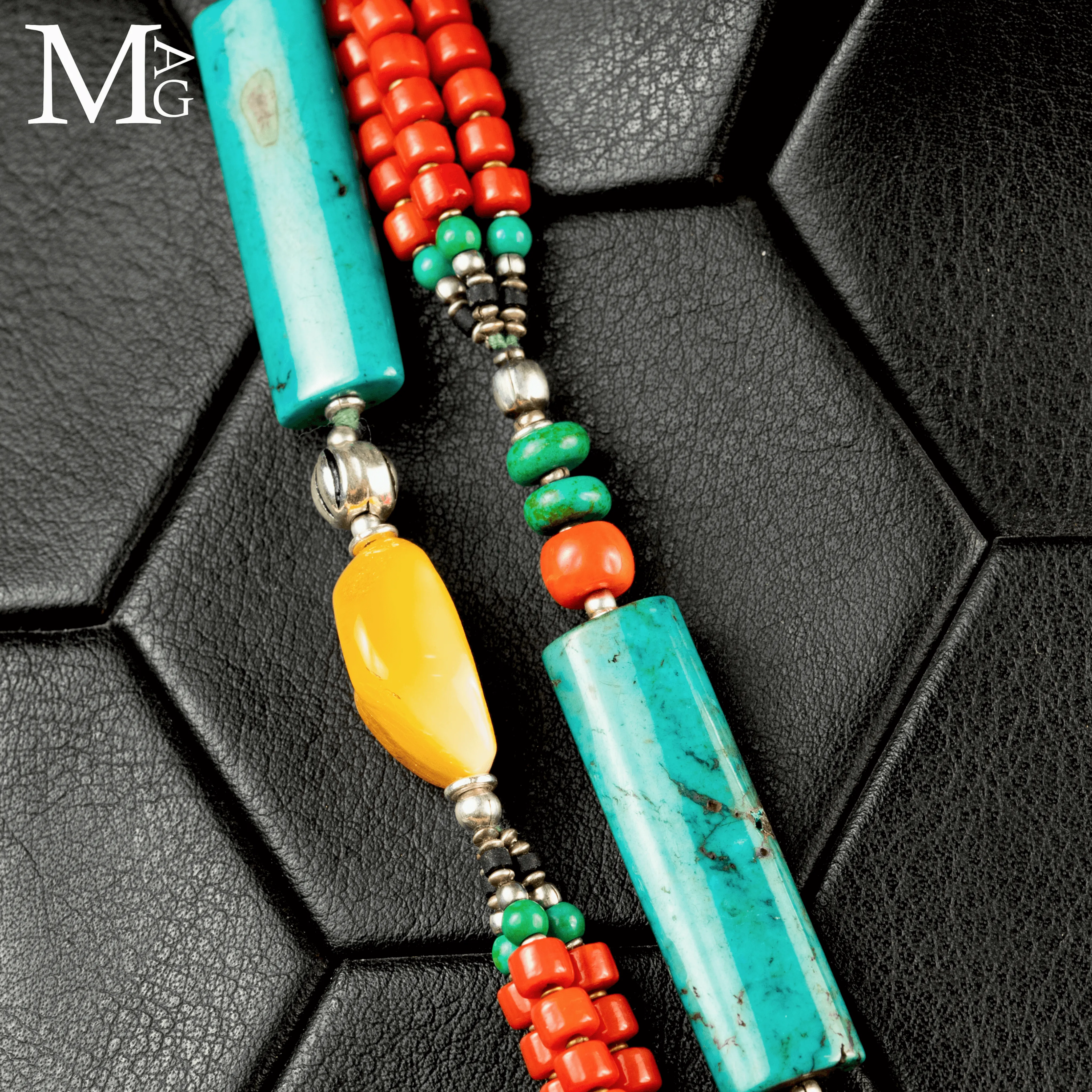 Collana Tibetana Tradizionale - Argento, Turchese, Corallo e Ambra.