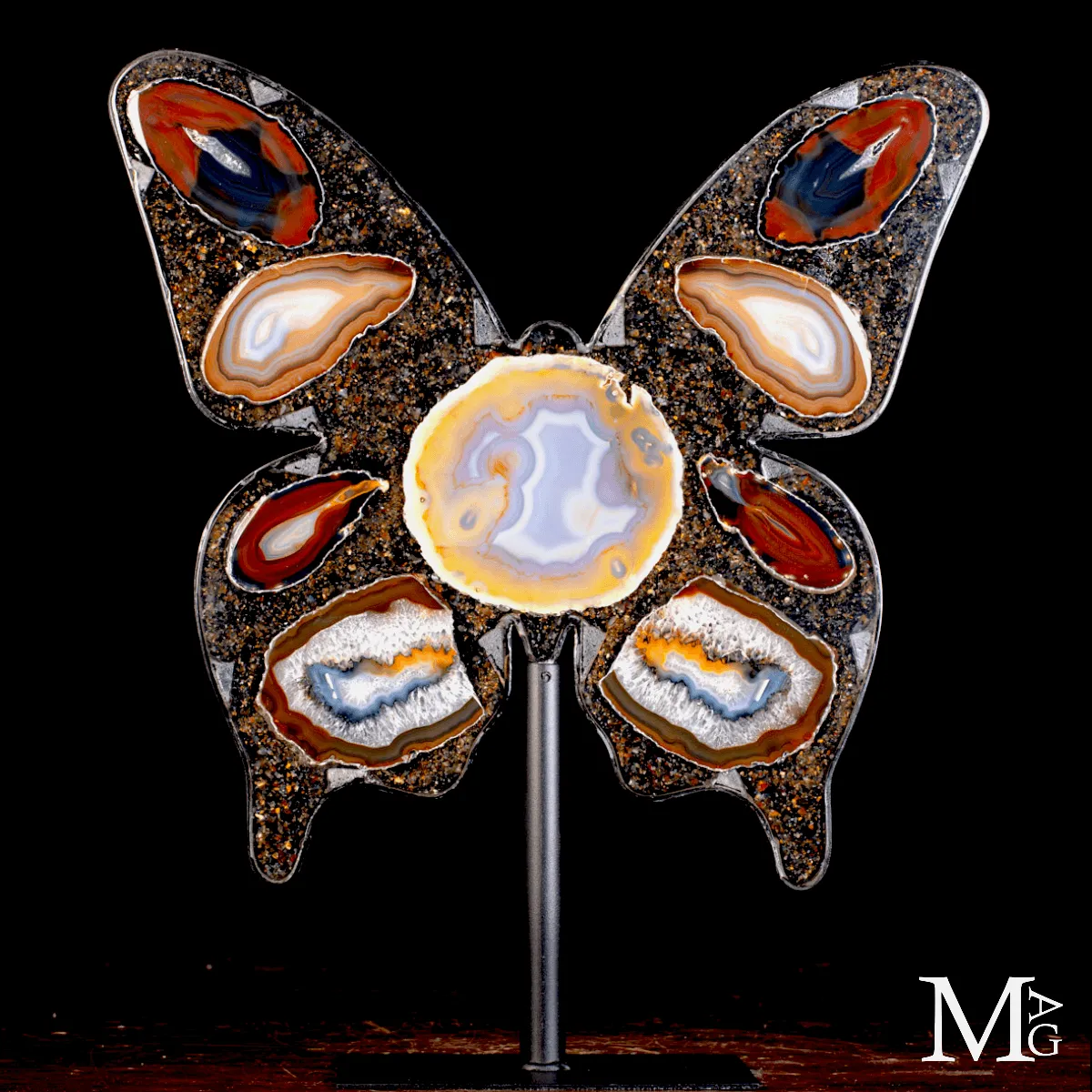 Farfalla in Agata Naturale – Scultura Decorativa.