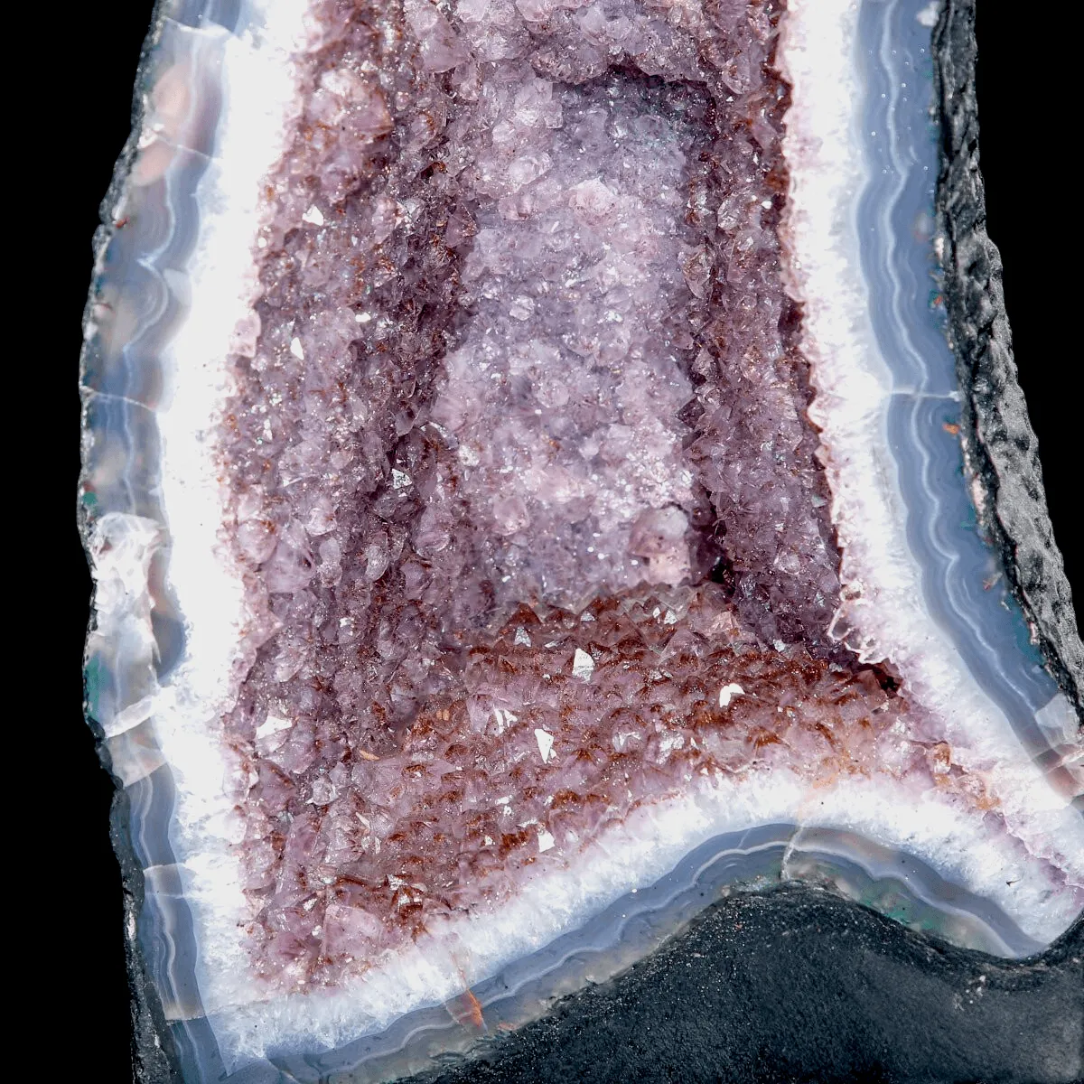 Geode di Ametista del Brasile con Bordo di Agata.