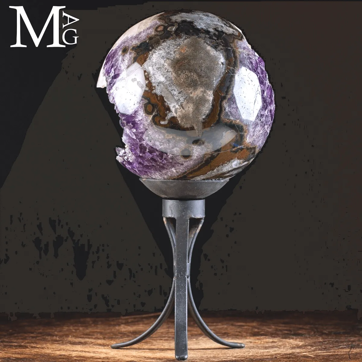 Sfera di Ametista - Geode con Cristallo di Calcite Naturale.