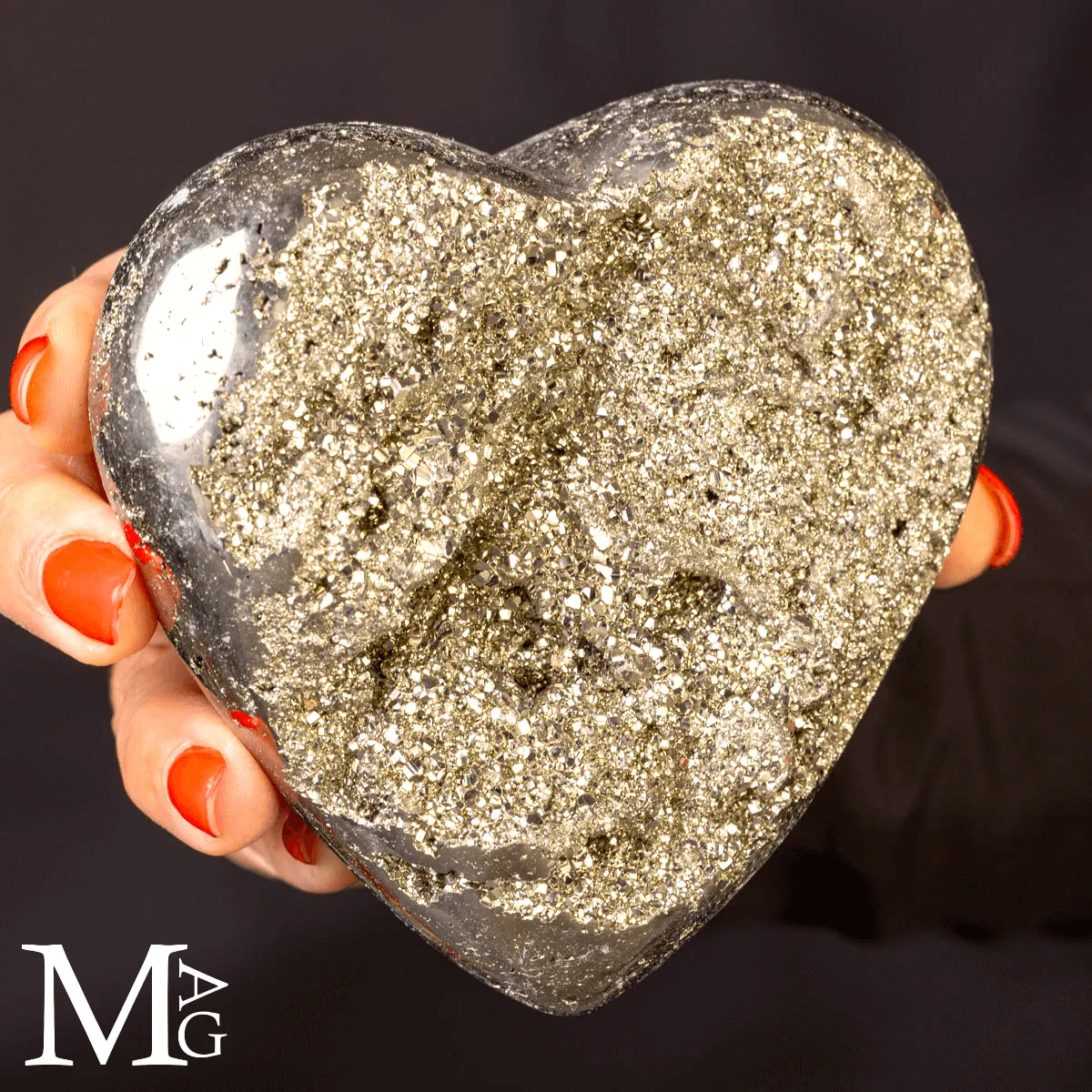 Cuore in Pirite Cubica Naturale.