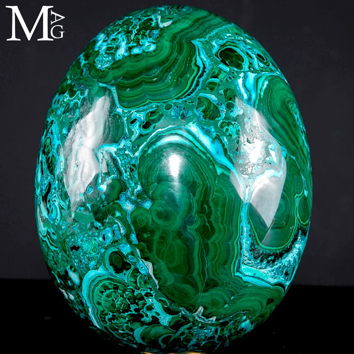 Eccezionale Uovo in Malachite e Crisocolla – Formazione Naturale.
