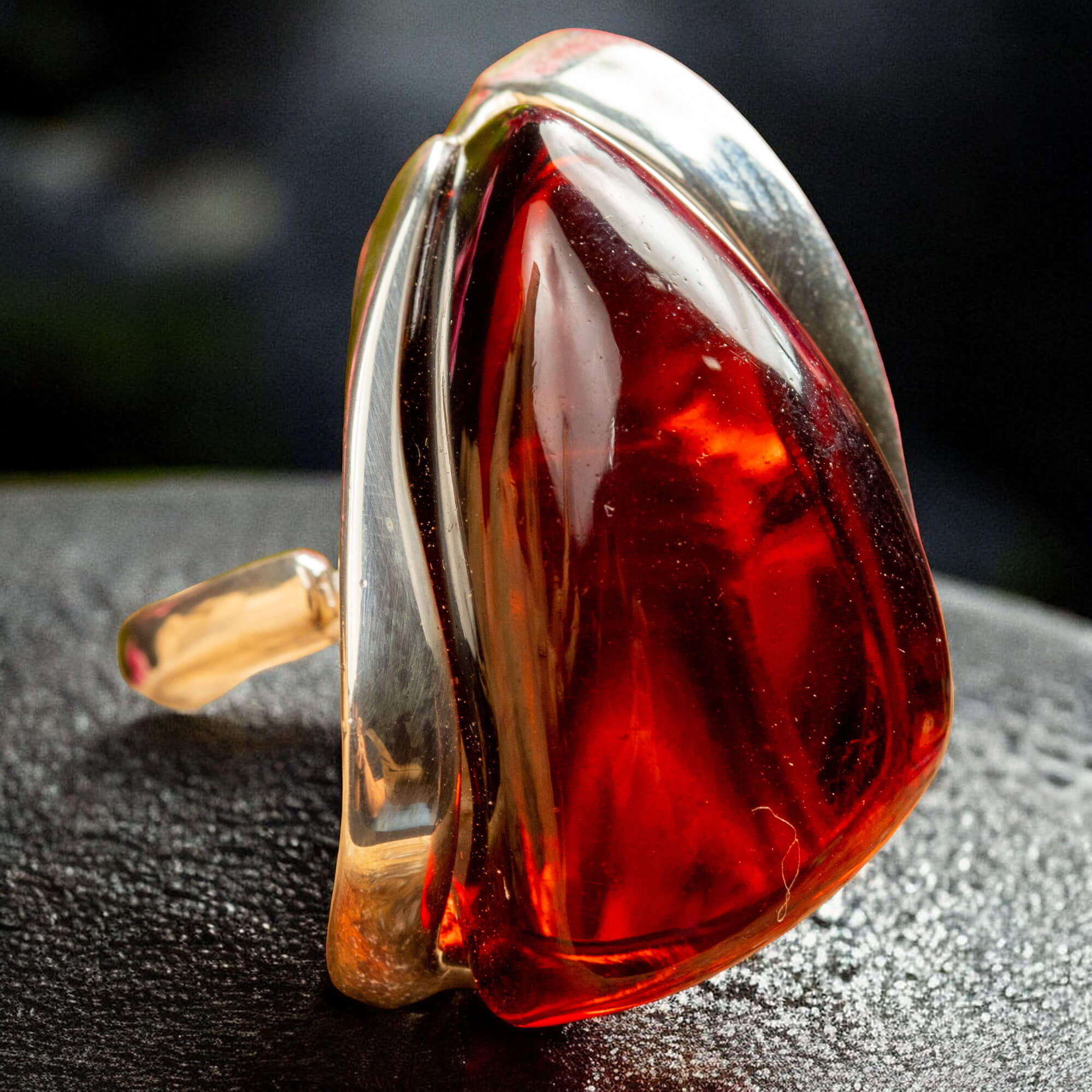 Anello In Ambra Baltica Cognac In Argento Sterling 925 - Regolabile - RG0906