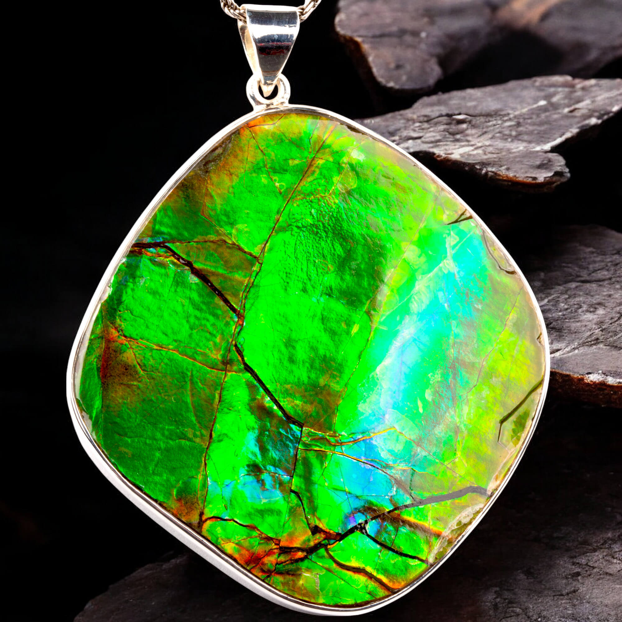 Ciondolo fatto a mano in argento sterling 925 con pietra preziosa opale