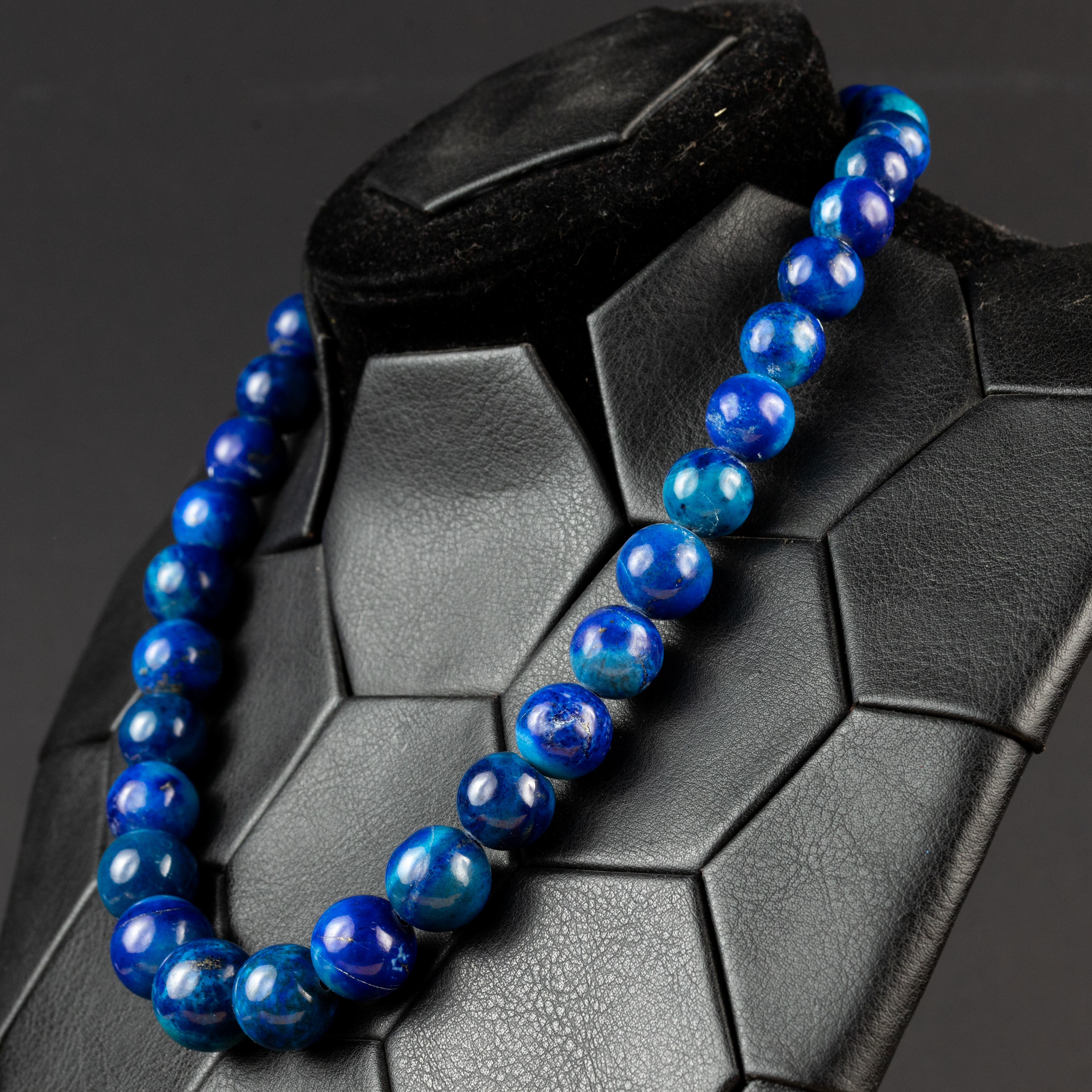 Collana Di Perle Autentiche Di Lapislazzuli Blu Naturale Con - Foto 7