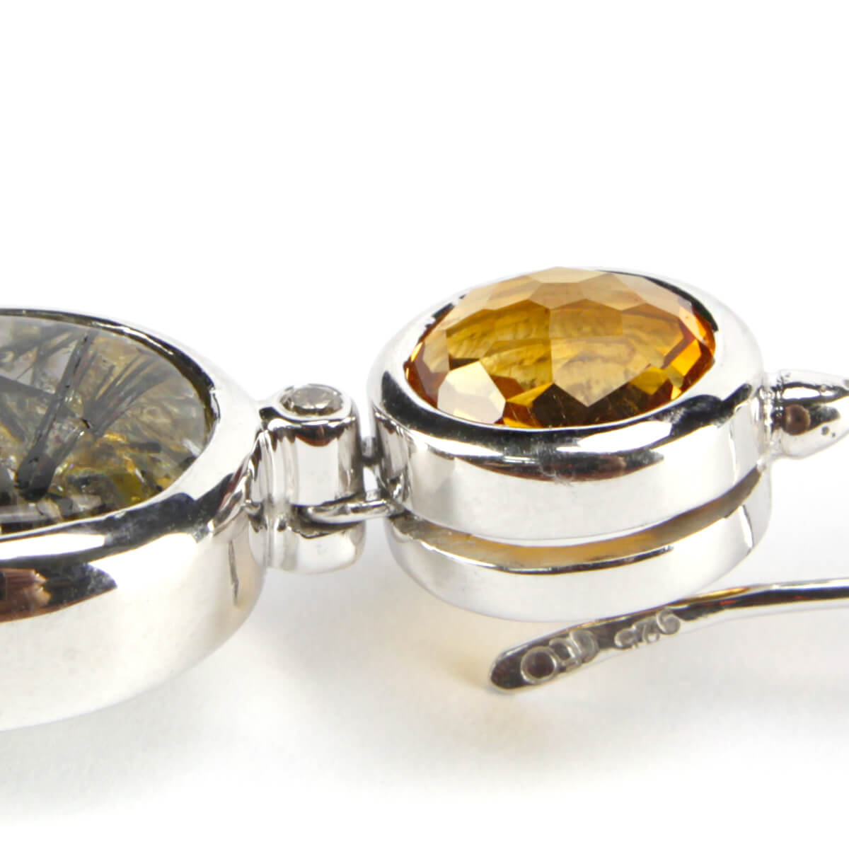 Tourmaline Quartz, Citrine Quartz and Diamond Earrings