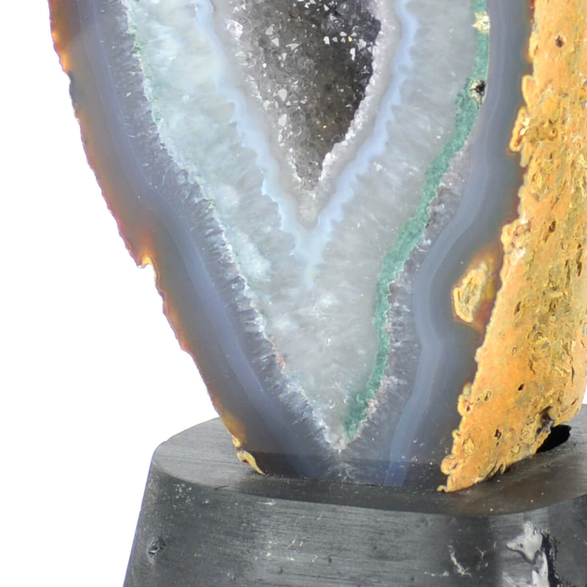 Collana a catena regolabile in agata geode naturale-Collana di cristallo druso placcato oro-Catena dorata-Chiusura a scorrimento - Italia
